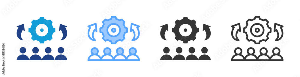 Poster Combination Management icon set multiple style collection