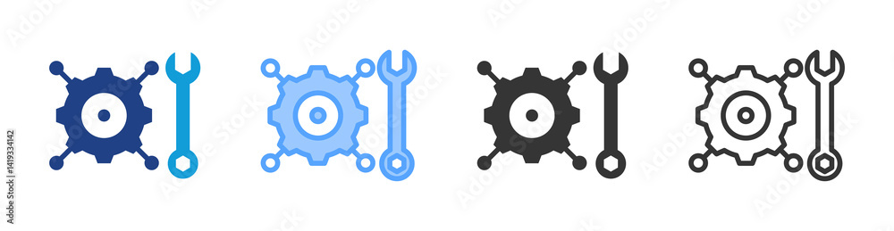 Poster Engineering icon set multiple style collection
