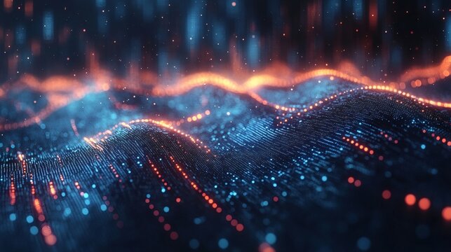 Soft abstract blue layers forming dynamic financial graphs with digital tech aesthetics background 