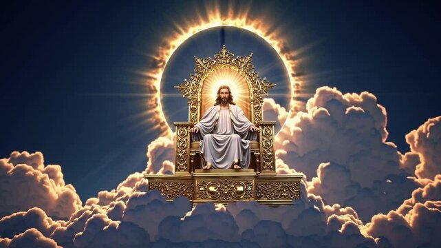 Heavenly Throne of Jesus with Radiant Glow in the Clouds  