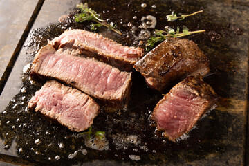 Delicious medium rare filet steaks