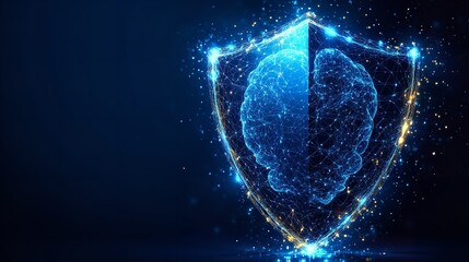 Brain protection security intelligence network technology shield ai future innovation concept