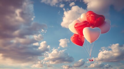 Fototapeta premium A Box flying on a parachute with pink cloud in valentine day,package flying down from sky and cloud with parachute, concept for delivery service,shopping online,air delivery service.