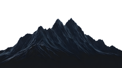 Dark, jagged mountain isolated on transparent background