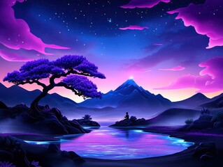 Fototapeta premium Peaceful Mountain Sunset