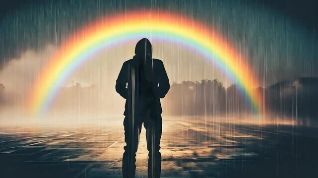 Rainy Night, Rainbow, and Solitude