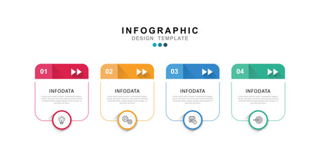 Business infographic template. 4 Step timeline journey. Process diagram, 4 options on white background