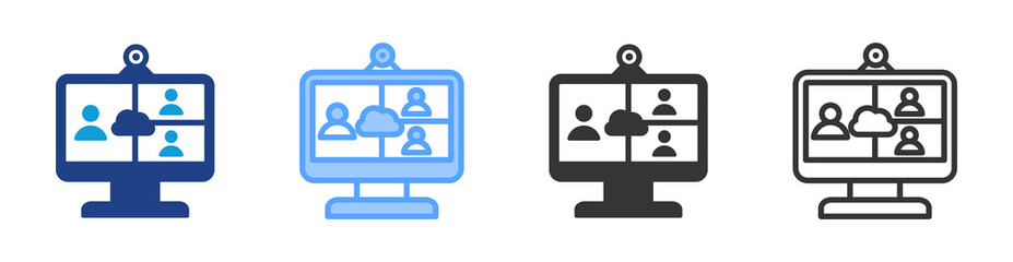 Web Conferencing icon set multiple style collection