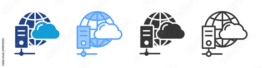 Aufkleber Web Server icon set multiple style collection