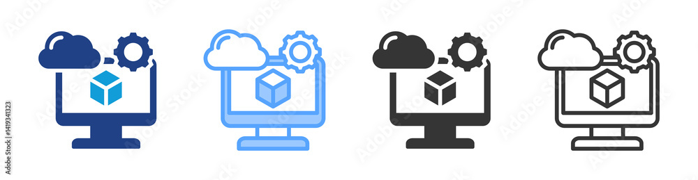 Poster Virtual Machines icon set multiple style collection