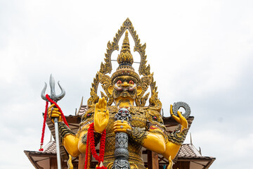 Thao Wessuwan is demon guardian in temple of thailand, Vessavana, Thai Giant golden statue