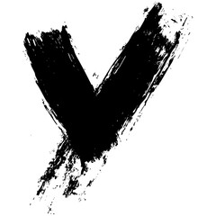 Large black brush stroke forming a letter V on a clean white background