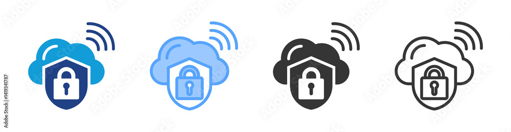 Aufkleber security icon set multiple style collection