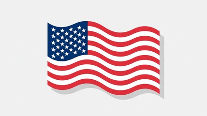 The patriotic American flag, featuring stars and stripes, waves proudly against a solid background, symbolizing the USA's freedom and national pride