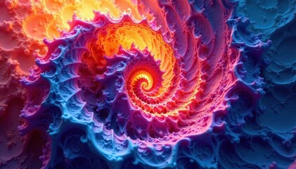 Abstract swirling fractal design in vibrant hues , form, psychedelic