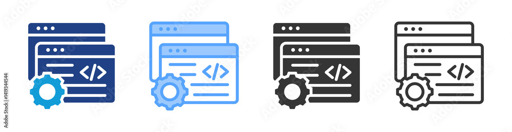 Poster Coding icon set multiple style collection