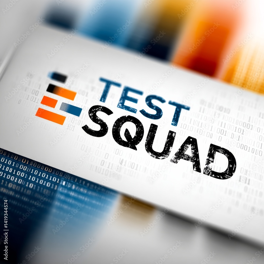 Leinwandbilder test squad graphic with digital binary background & modern design elements
