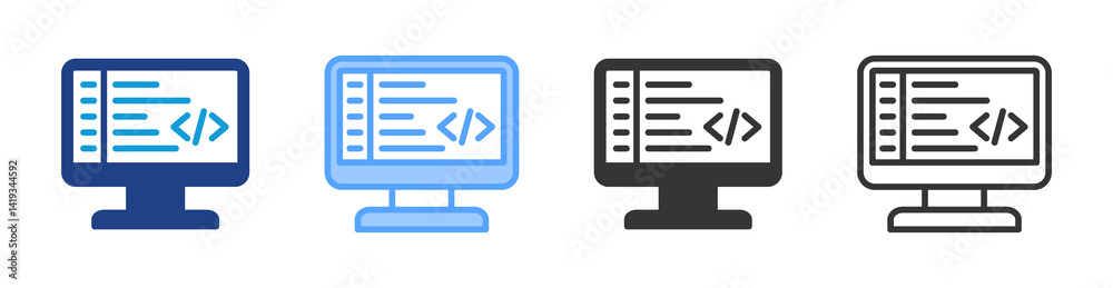 Poster Computer Programming icon set multiple style collection