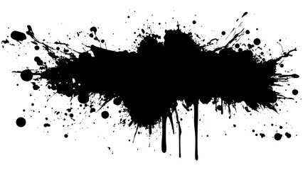 Black ink splatter creates an abstract background design for various creative projects
