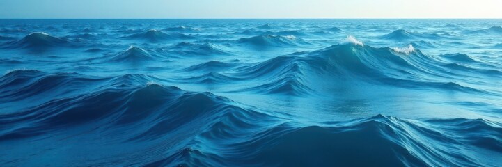 Fototapeta premium Wavy ocean texture with undulating curves and ridges, water, blue