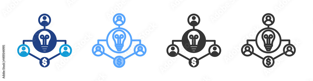 Poster Management Artifacts icon set multiple style collection