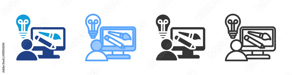 Poster Designer icon set multiple style collection