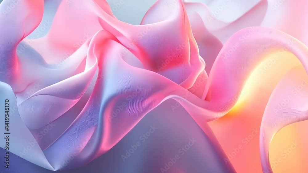 Poster waves of color and light dance in an ethereal display of fabric and shape in an abstract artistic cr