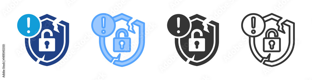 Poster security holes icon set multiple style collection