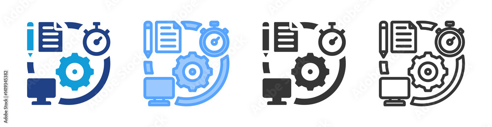 Aufkleber Efficiency icon set multiple style collection