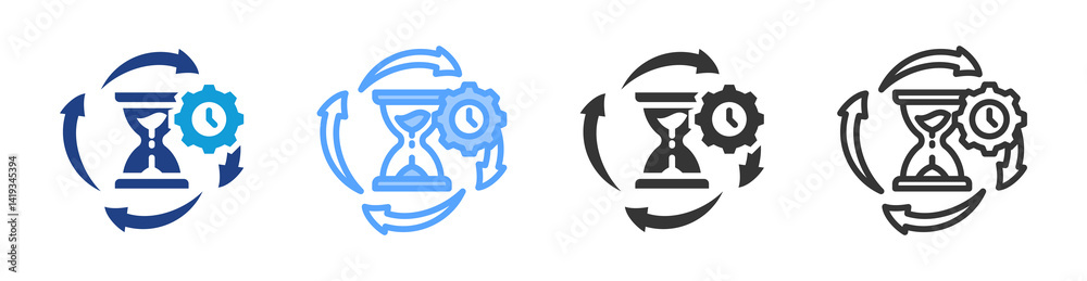 Poster Processor Time icon set multiple style collection