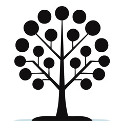 Minimalist Abstract Tree with Geometric Circle Branches and Circuit Root Design &ndash; Vector Illustration

