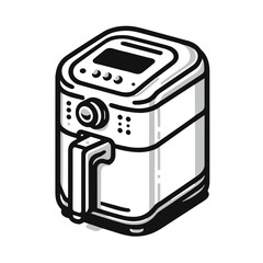 Air fryer icon, black and white