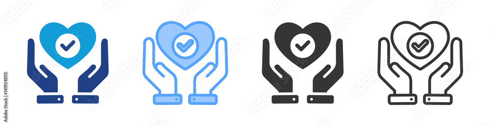 Poster acceptance icon set multiple style collection