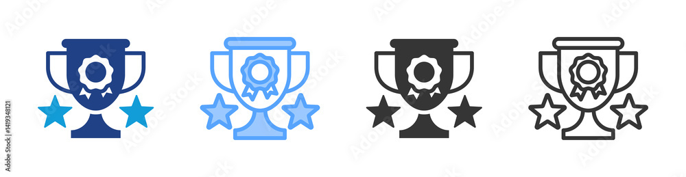 Poster achievement icon set multiple style collection