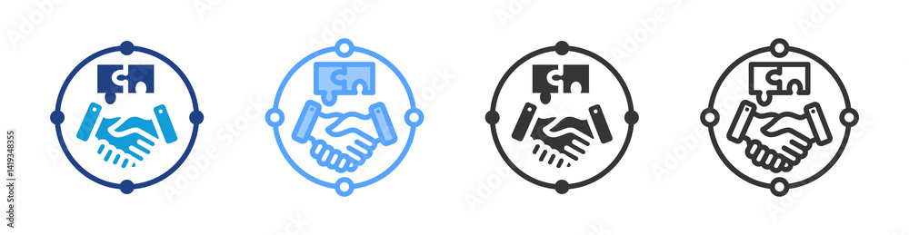 Poster collaboration icon set multiple style collection