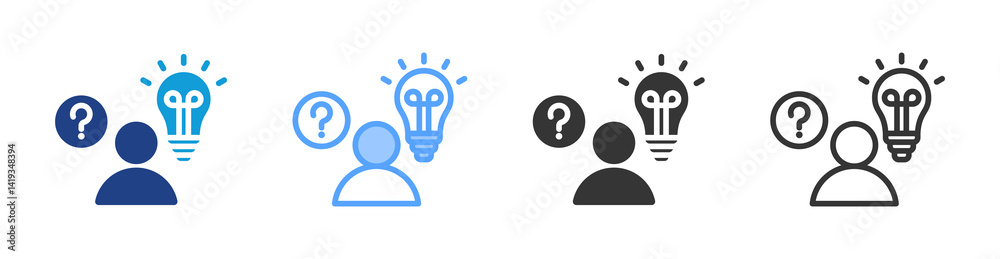 Poster Curiosity icon set multiple style collection
