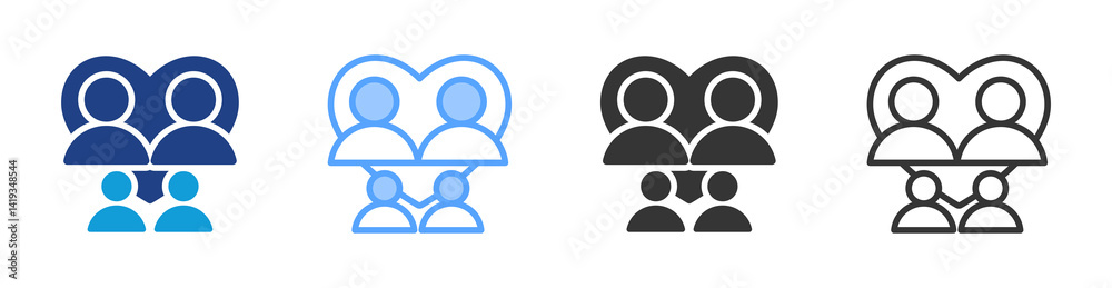 Poster family icon set multiple style collection