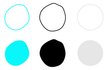 round Circle sticker set. Wavy edge promo black badges. Star burst shape tags for price. Blank sale stickers. Simple silhouette. Flat vintage labels. Graphic illustration.