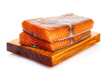 a piece of salmon on a cutting board