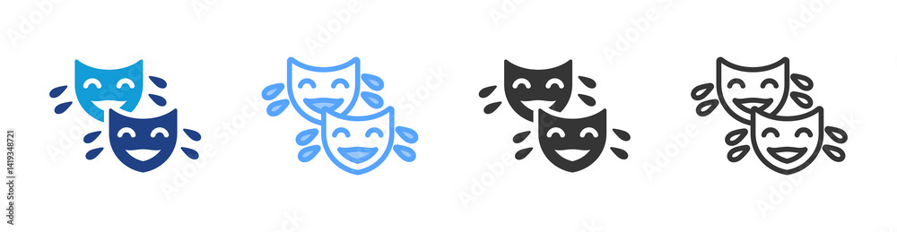 Poster humor icon set multiple style collection