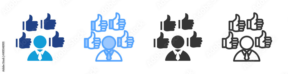 Poster Popularity icon set multiple style collection