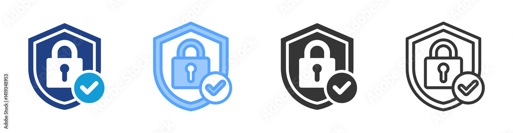 Poster Security icon set multiple style collection