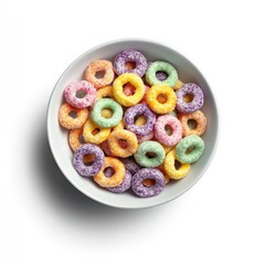 Colorful cereal rings in a bowl