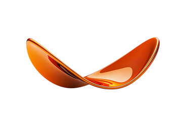 A sleek, abstract sculpture with curvilinear forms and a vibrant orange hue, showcasing smooth surfaces and dynamic lines.