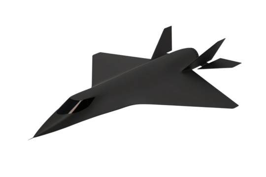 A sleek, modern aircraft design showcasing advanced aerodynamic features and a unique, stealthy silhouette.