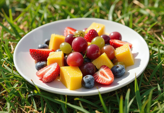 Fruit Salad in Nature Setting