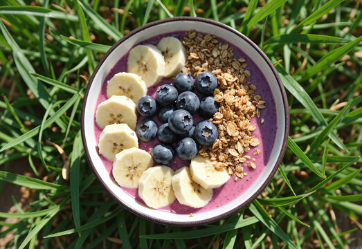 Smoothie Bowl on Green Grass