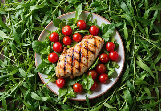 Healthy Grilled Chicken on Grass
