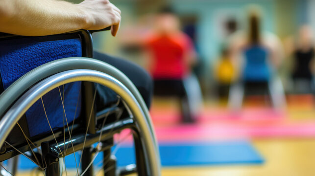 Adaptive fitness training for wheelchair users community center exercise class indoor participant perspective