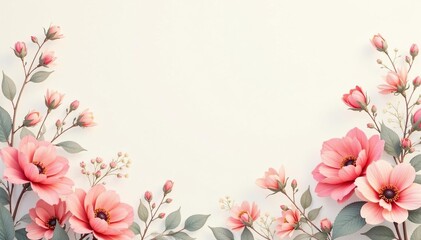 Fototapeta premium Subtle floral motif, pastel hues, delicate lines, feminine, summer, desktop